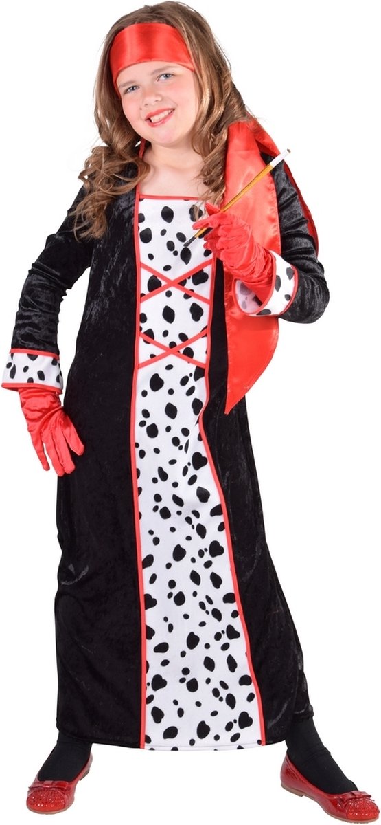 101 Dalmatiers Kostuum | Dol Op Dalmatiers Vampier | Meisje | Maat 128 | Carnaval kostuum | Verkleedkleding